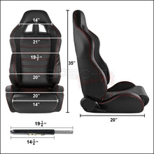 Load image into Gallery viewer, 249.00 Spec-D Racing Seats [Black/Red Stitch PVC Leather) Driver / Passenger Pair - Redline360 Alternate Image