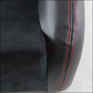209.95 Spec-D Racing Seats [Recaro Style - Black Suede/Red Stitch) Pair - Redline360