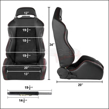 Load image into Gallery viewer, 209.95 Spec-D Racing Seats [Recaro Style - Black Suede/Red Stitch) Pair - Redline360 Alternate Image