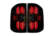 Load image into Gallery viewer, Winje LED Tail Lights Chevy Silverado 1500 (14-18) 2500 &amp; 3500 (15-19) Renegade Series - Gloss Black &amp; Clear With Red Glow Bar - Default Title Alternate Image