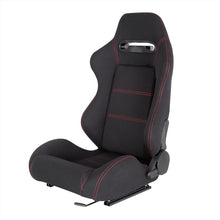 Load image into Gallery viewer, 406.00 Spec-D Racing Seats (Black Suede, Cloth or PVC Leather / Red Stitching) Recaro Style - Pair - Redline360 Alternate Image