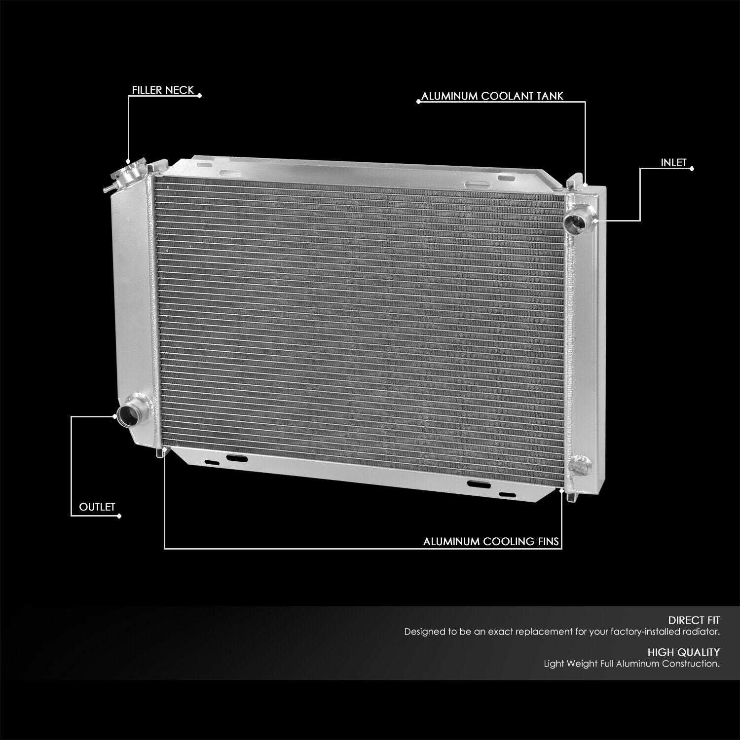 DNA Radiator Ford Mustang Fox Body (79-93) 3 Row Aluminum Performance  Replacement