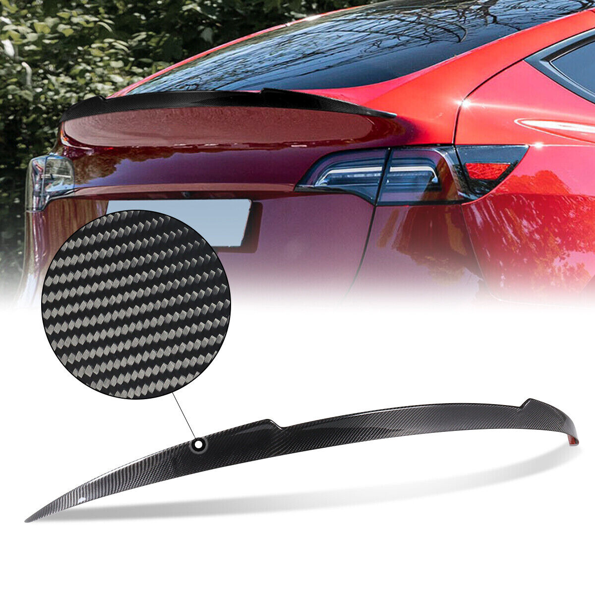 New Model 3 Y Spoiler Tesla RedLine Real Carbon Fiber Spoiler Wing for  Model 3 Y