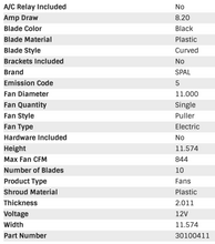 Load image into Gallery viewer, 84.52 SPAL Electric Radiator Fan (11&quot; - Puller Style - Low Profile - 844 CFM) 30100411 - Redline360 Alternate Image