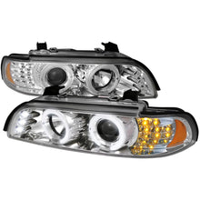 Load image into Gallery viewer, Spec-D chrome dual halo projector headlights with LED turn signals for 2001-2003 BMW E39 5 Series halogen models Alternate Image