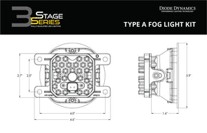 540.00 Diode Dynamics Stage Max Series Ford Fusion (13-16) [3" SAE 38.5W LED Fog Light Kit] Yellow or White - Redline360
