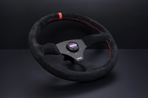 154.95 DND Alcantara Touring Steering Wheel (50mm) Red / Gray / Purple - Redline360
