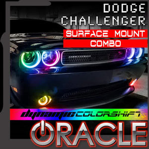 422.91 Oracle Headlight & Fog Light  LED Halo Kit Dodge Challenger (08-14) [Surface Mount] Dynamic ColorSHIFT - Redline360