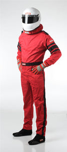 109.95 RaceQuip 110 Series Pyrovatex One Piece Single Layer Racing Driver Fire Suit [SFI 3.2A/ 1] - Black/Red/Blue - Redline360