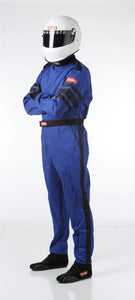 109.95 RaceQuip 110 Series Pyrovatex One Piece Single Layer Racing Driver Fire Suit [SFI 3.2A/ 1] - Black/Red/Blue - Redline360