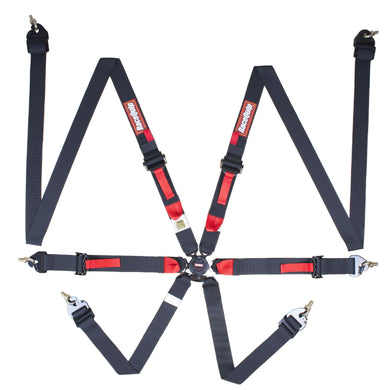 279.95 RaceQuip FIA 8853-2016 [6 Pt. All 2” Pull Up w/ or w/o Euro Sub] Camlock Harness Set- Black or Red - Redline360