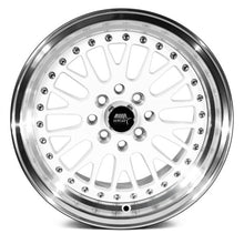 Load image into Gallery viewer, 189.95 MST MT10 Wheels (15x8 4x100/4x114.3 +25 Offset) White w/ Machined Face &amp; Chrome/Gold Rivets - Redline360 Alternate Image