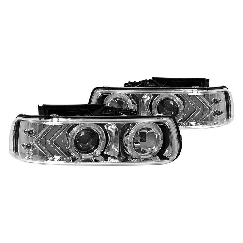 90.19 Winjet Projector Headlights Chevy Suburban / Tahoe (2000-2006) Halo LED - Black or Chrome - Redline360