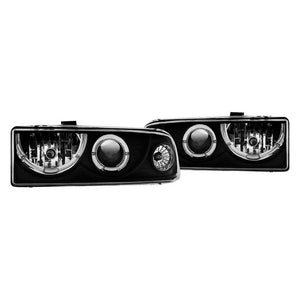 91.09 Winjet Projector Headlights Chevy S10 (1998-2004) Halo LED - Black or Chrome - Redline360