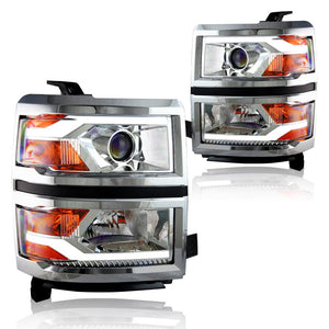 356.93 Winjet Projector Headlights Chevy Silverado (2014-2015) LED DRL - Black / Chrome - Redline360