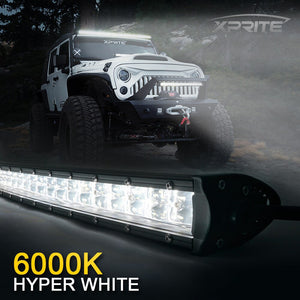 107.99 Xprite Sunrise Series Dual Row Flood Beam LED Light Bar with Amber Backlight - Redline360