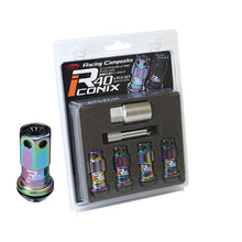 Load image into Gallery viewer, Project Kics Lock Nuts Set [R40 Iconix Racing Composite - Optional Finish &amp; Caps] 12X1.5 or 12X1.25 - Plastic Cap / M12X1.50 / Neo Chrome / Black Cap Alternate Image