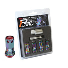 Load image into Gallery viewer, Project Kics Lock Nuts Set [R40 Iconix Racing Composite - Optional Finish &amp; Caps] 12X1.5 or 12X1.25 - Plastic Cap / M12X1.25 / Neo Chrome / Red Cap Alternate Image