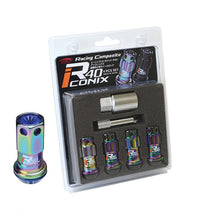 Load image into Gallery viewer, Project Kics Lock Nuts Set [R40 Iconix Racing Composite - Optional Finish &amp; Caps] 12X1.5 or 12X1.25 - Plastic Cap / M12X1.25 / Neo Chrome / Blue Cap Alternate Image